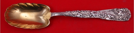 Berry Spoon GW  leaf shape  w/ grape motif  8 3/4
